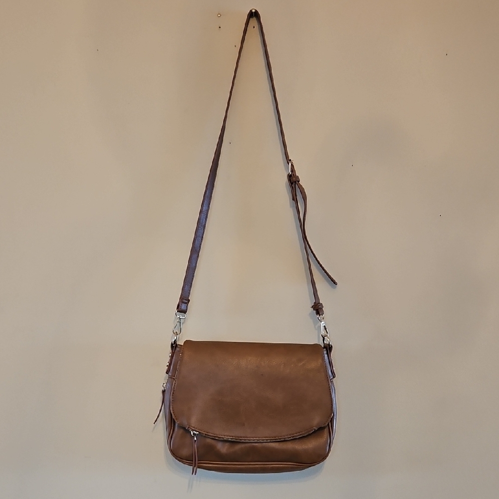 Brown Vegan Leather Crossbody Bag